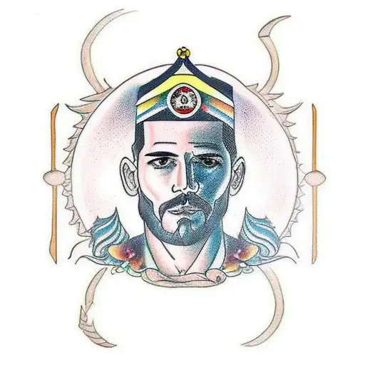 arcanjo gabriel, nome Deus e amuleto de São bento tattoo design idea