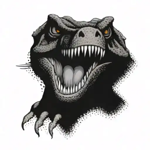 T-Rex Fist Bumping The Lochness monster tattoo design idea