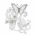 hope in cursive writing with a small butterfly at the top of the letter h tattoo design idea