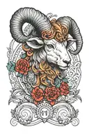 A ram byt are the lines are made up entirely of zodiac the symbols, aries, leo, capricorn, aquarius,  and libra tattoo design idea