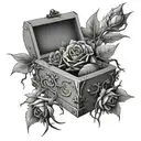casket with thorns tattoo design idea