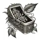 casket with thorns tattoo design idea