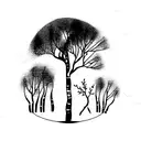 birch tree with bear tattoo design idea
