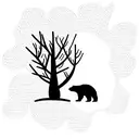 birch tree with bear tattoo design idea