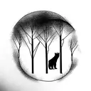 birch tree with bear tattoo design idea