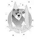 birch tree with bear tattoo design idea