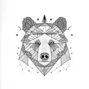 birch tree with bear tattoo design idea