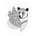 birch tree with bear tattoo design idea