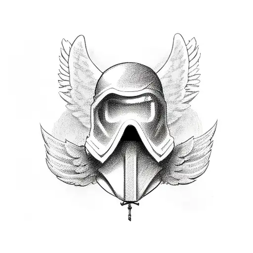 angel with a ski mask tattoo design idea