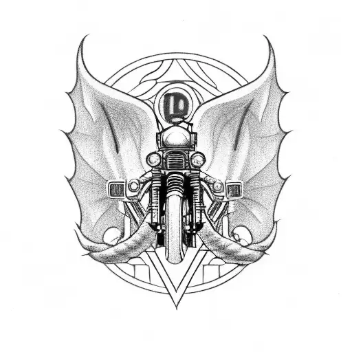 Harley Davidson Sign and Motorcycle with dragons tattoo design idea