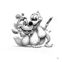 goofy small animals doing a funny activity tattoo design idea