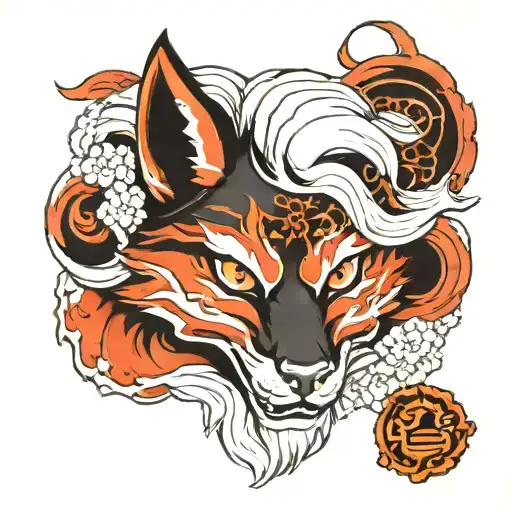 kitsune mask half sleeve tattoo design idea