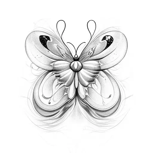 A surrealistic interpretation of a butterfly emerging from a paintbrush tattoo design idea
