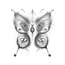 A surrealistic interpretation of a butterfly emerging from a paintbrush tattoo design idea