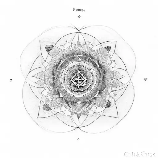 Create a tattoo representing the frequencies of the chakras as sinusoidal graphs, harmoniously arranged around the calf. tattoo design idea