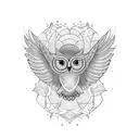 Owl spread wings on neck tattoo design idea