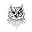 Owl on front of neck, spread wings tattoo design idea