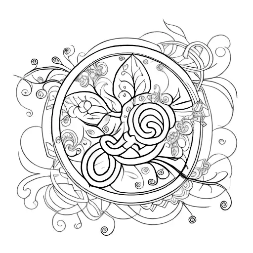 An intricately detailed engine with floral vines intertwining tattoo design idea