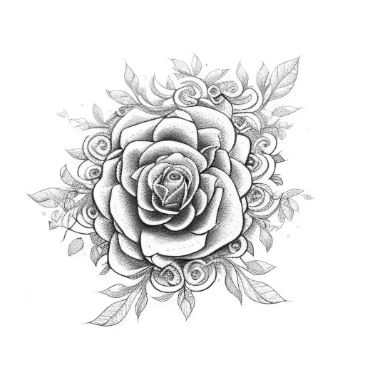 An intricately detailed engine with floral vines intertwining tattoo design idea