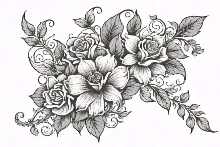 flowers and vines tattoo design idea