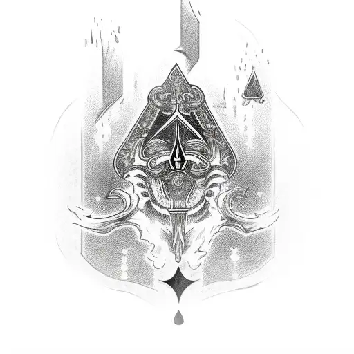 Ace of Spades with a Q inside of it tattoo design idea