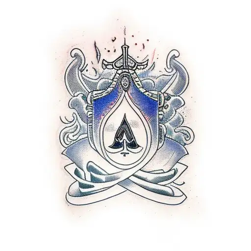 Ace of Spades with a Q inside tattoo design idea