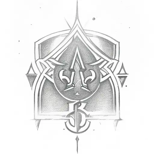 Ace of Spades symbol with a Q inside of it tattoo design idea