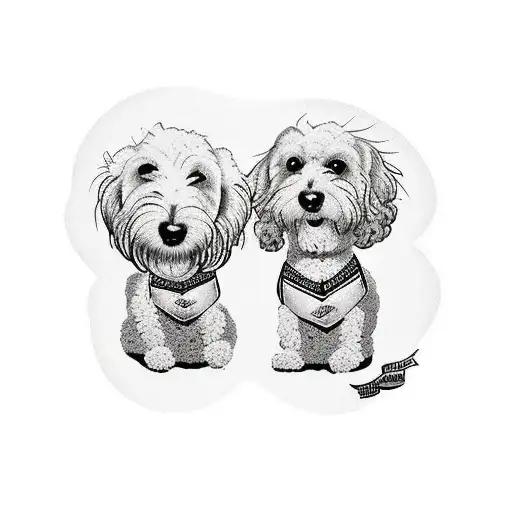 2 cockapoo dogs laying together  tattoo design idea