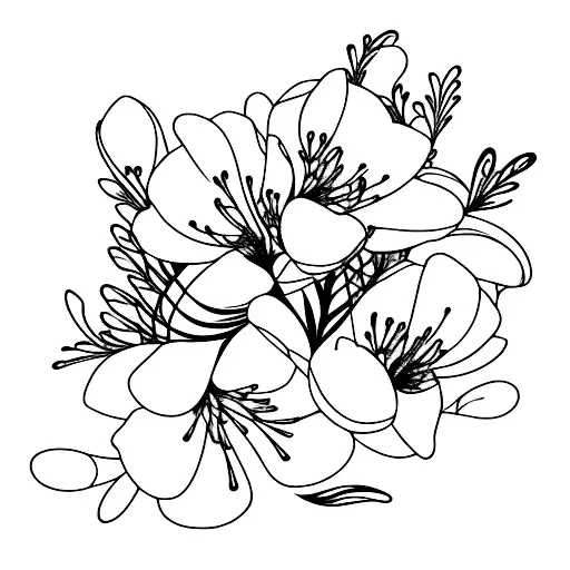azalea flowers and bytterflies tattoo design idea