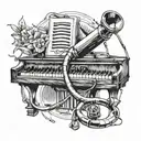 stethoscope, Taiwan, piano, lesbian, sketch style tattoo tattoo design idea