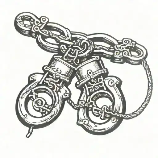 plain handcuffs barred window tattoo design idea