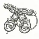 plain handcuffs barred window tattoo design idea