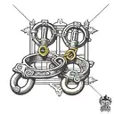 plain handcuffs barred window tattoo design idea