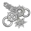 plain handcuffs barred window tattoo design idea