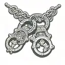 plain handcuffs barred window tattoo design idea