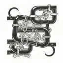 plain handcuffs barred window tattoo design idea