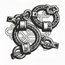 plain handcuffs barred window tattoo design idea