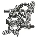 plain handcuffs barred window tattoo design idea