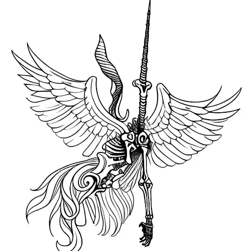 the skeleton of a unicorn with the wings thestral from harry potter tattoo design idea
