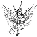 the skeleton of a unicorn with the wings thestral from harry potter tattoo design idea