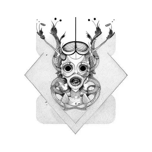 body horror pinup girl tattoo design idea