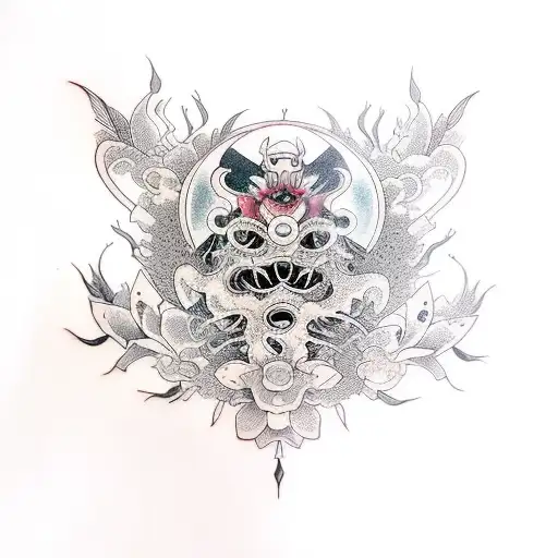 body horror pinup girl tattoo design idea