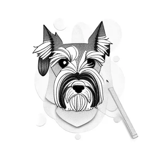 schnauzer mini black and white tattoo design idea
