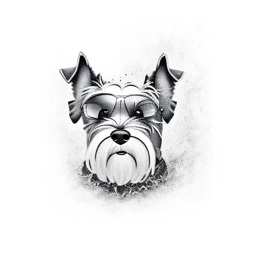 schnauzer mini black and white tattoo design idea