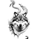 wolf and dragon tattoo design idea