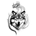 wolf and dragon tattoo design idea