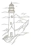 lighthouse  one side the other side mountain reverse  tattoo design idea