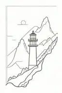 lighthouse  one side the other side mountain reverse  tattoo design idea