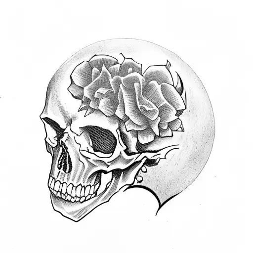 skull harley davidson vanlife trip tattoo design idea