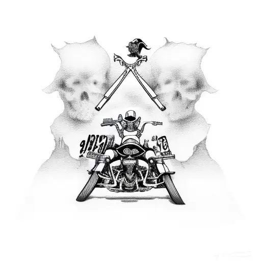 grim reaper on a harley davidson, beach tattoo design idea